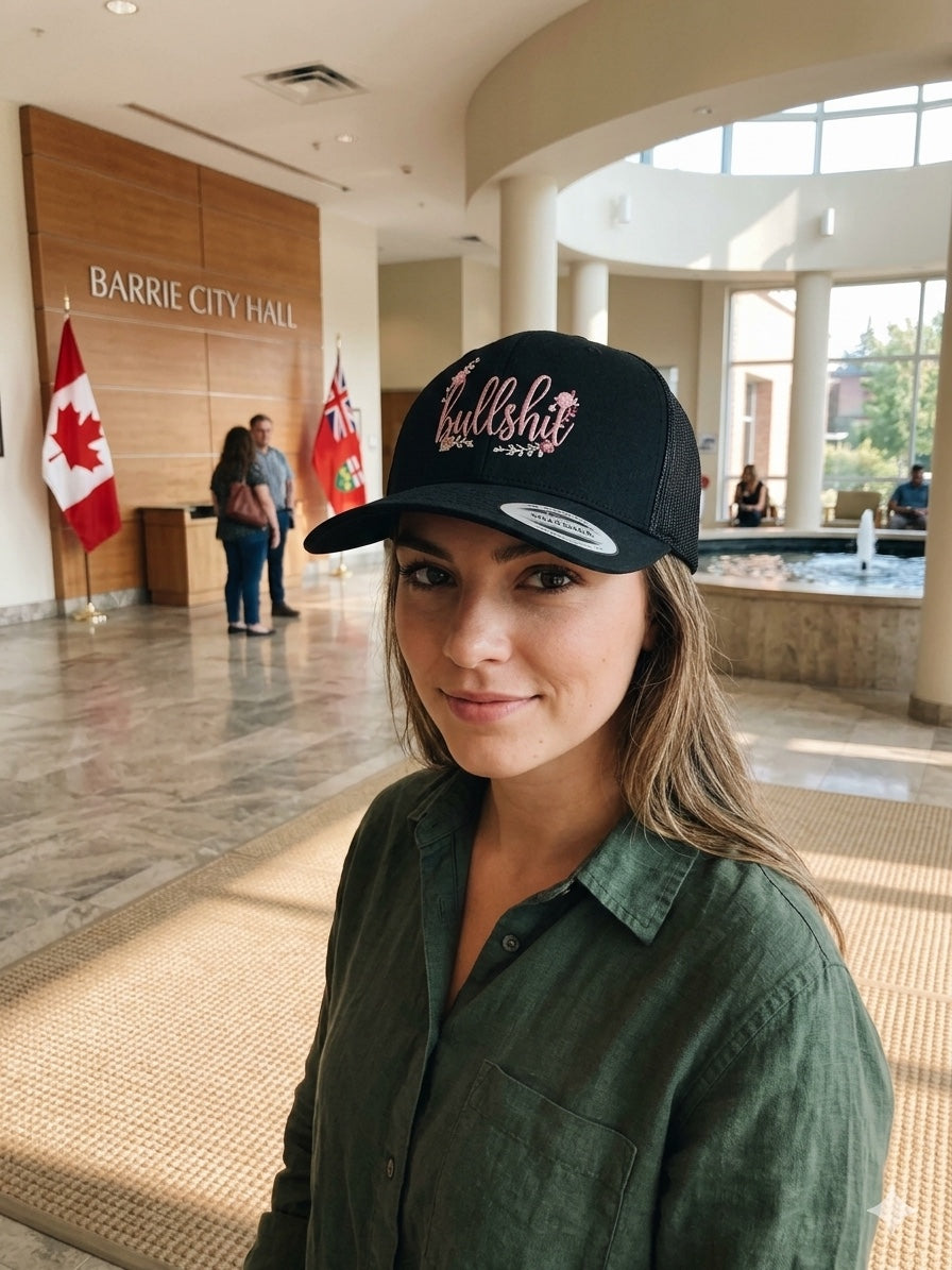 Black Bullshit Hat model photo