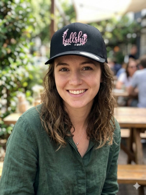 Black Bullshit Hat model photo